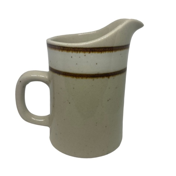 Sango Rainbow Capri Stoneware Restaurant Ware White Brown China Creamer - Picture 1 of 3